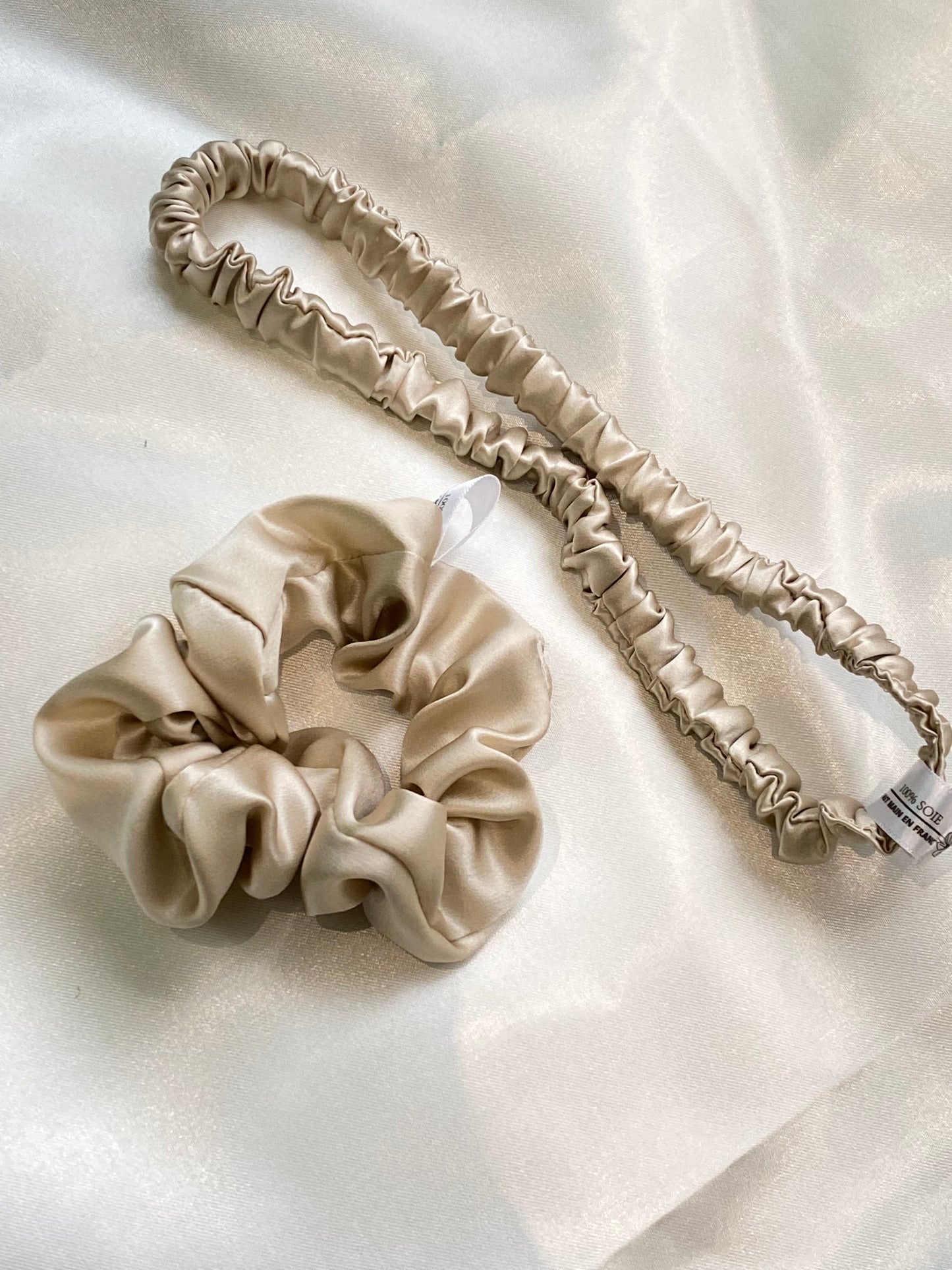 Serre tête et chouchou en soie de mûrier