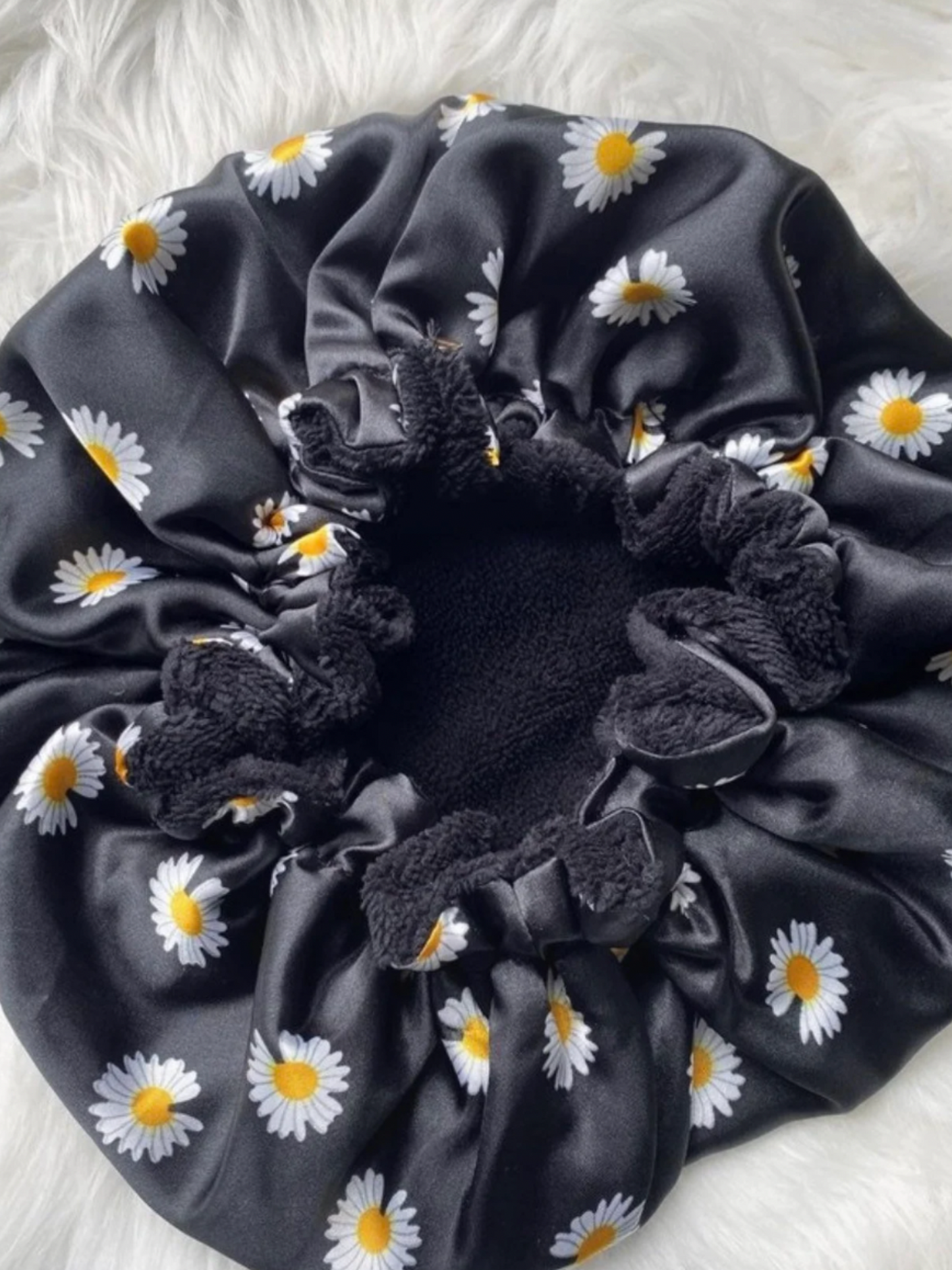 Bonnet de soin capillaire en satin et fibre de bambou