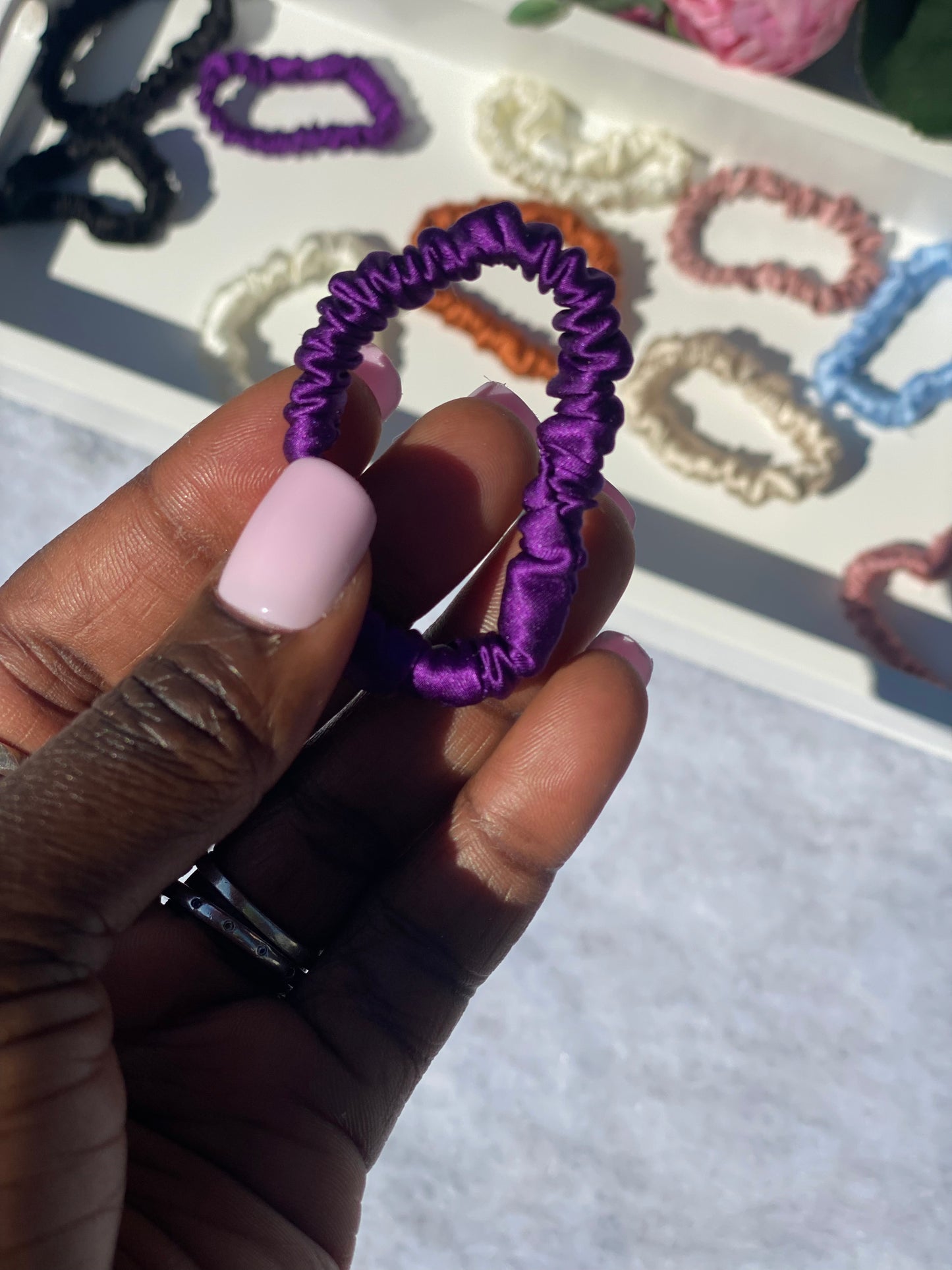 Chouchou mini en soie pour fin de tresse