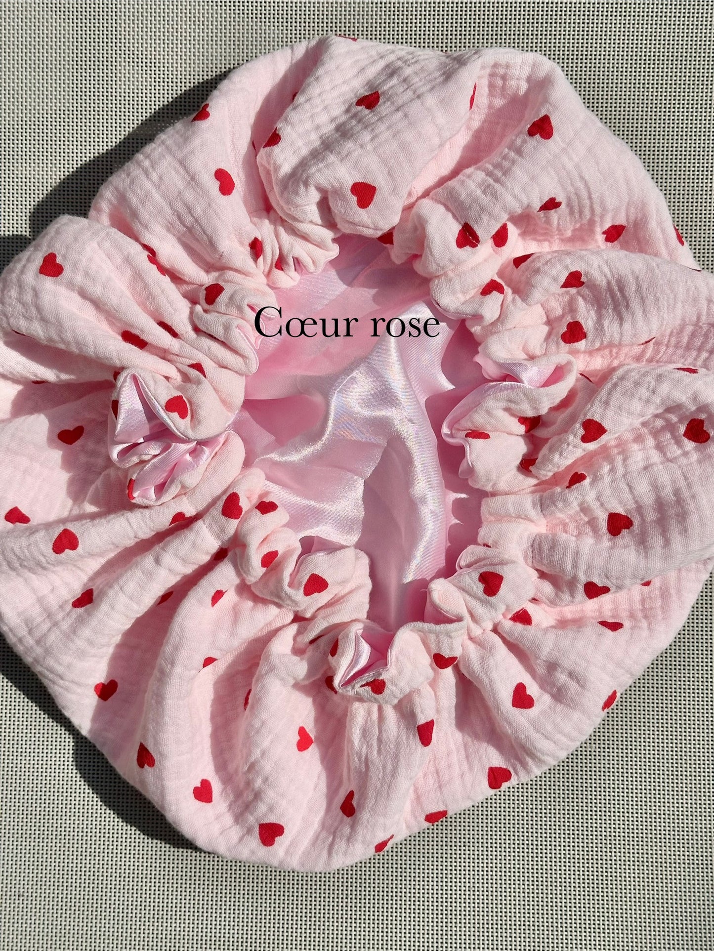 Bonnet réversible en satin et gaze de coton coup de cœur ♥️