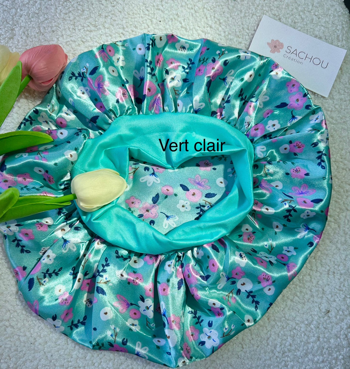 Bonnet avec bandeau en satin/ bonnet en satin imprimé