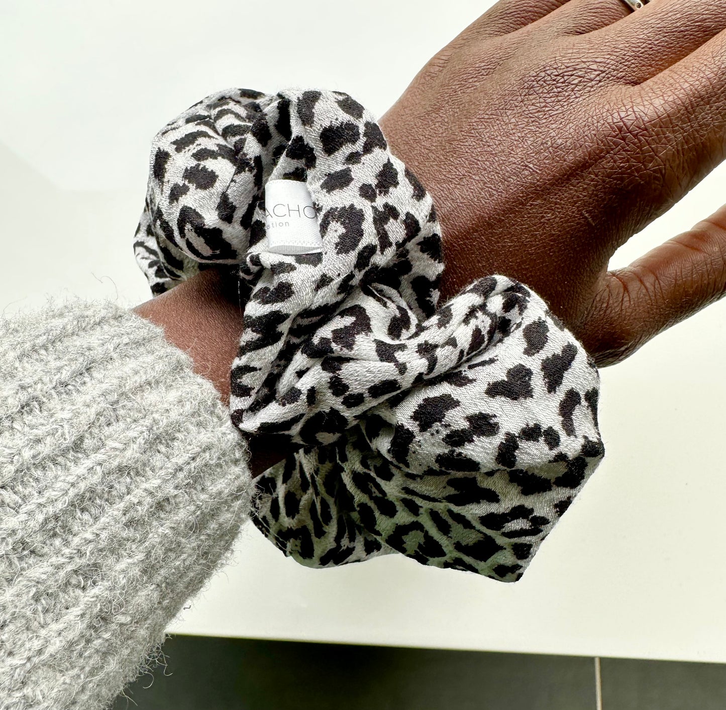 Chouchou Xl en gaze de coton imprimé léopard