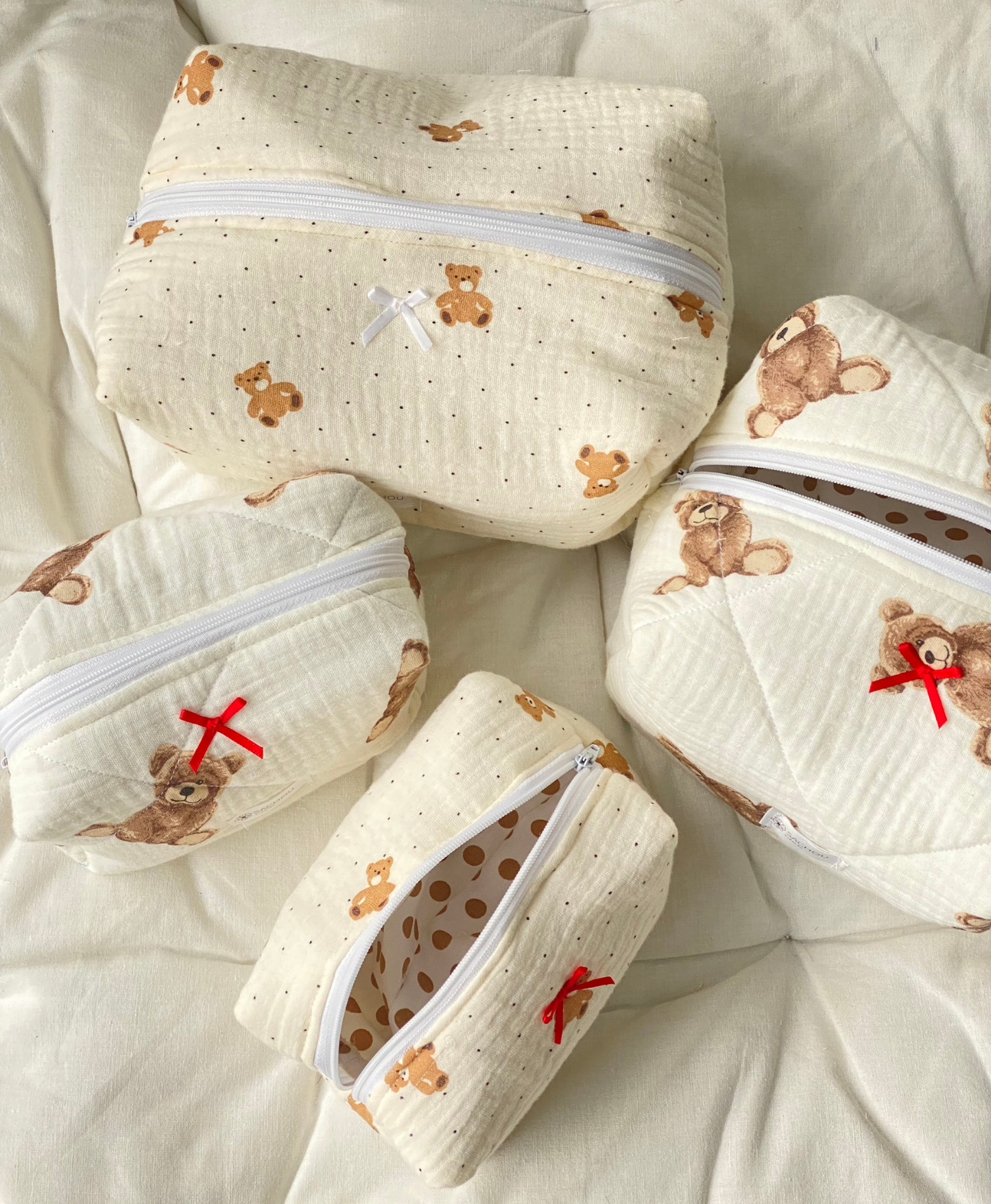 Trousses Teddy en double gaze de coton 🧸