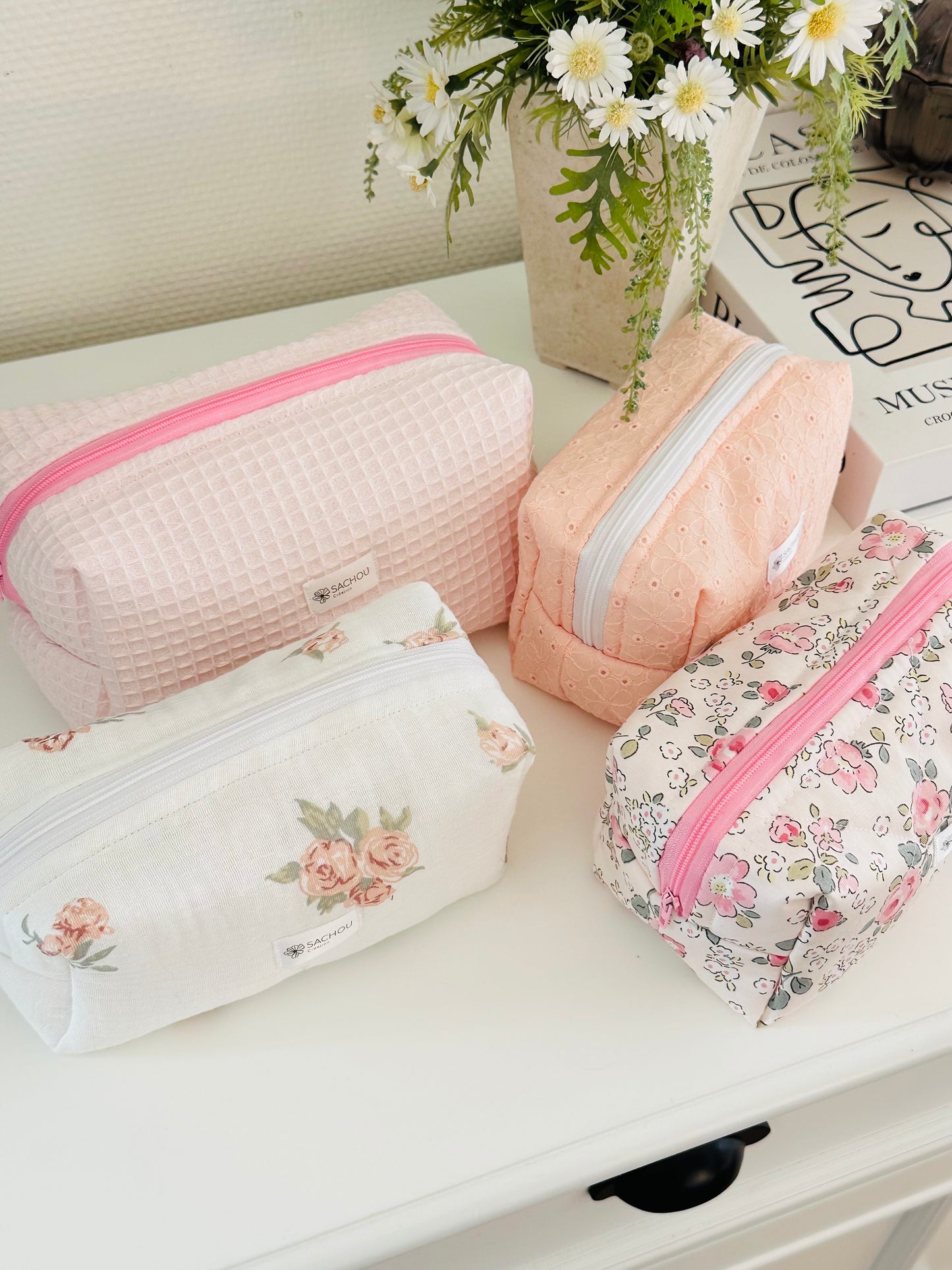Trousse de toilette en gaze de coton ‘vintage flower’💐