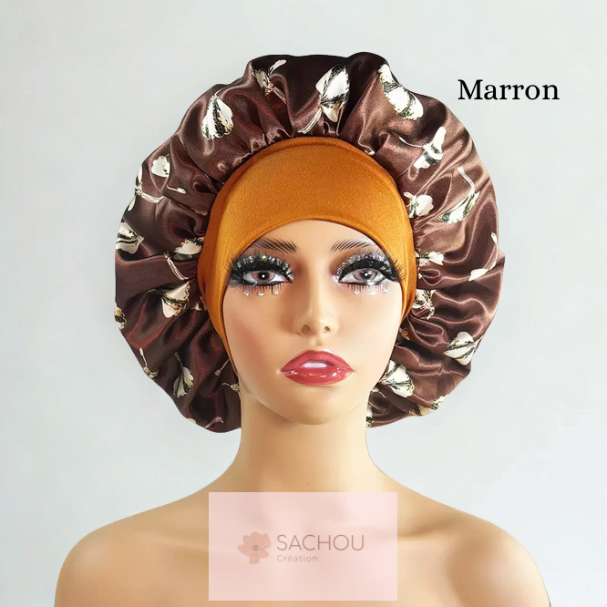 Bonnet avec bandeau en satin/ bonnet en satin imprimé