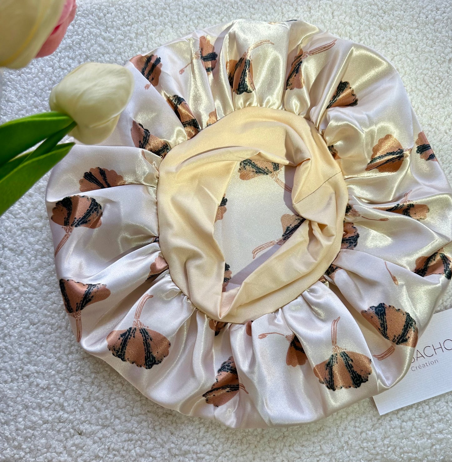 Bonnet avec bandeau en satin/ bonnet en satin imprimé