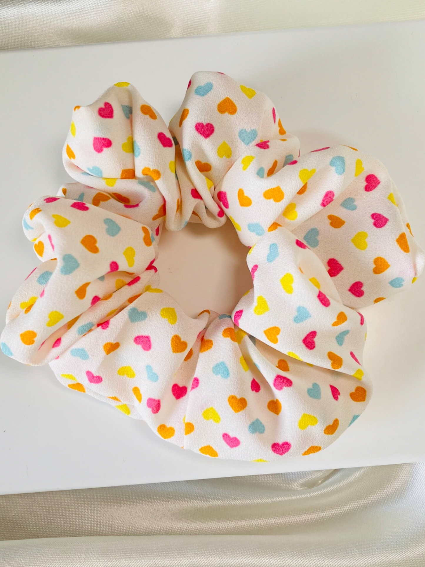 Chouchou en mousseline imprimé cœur