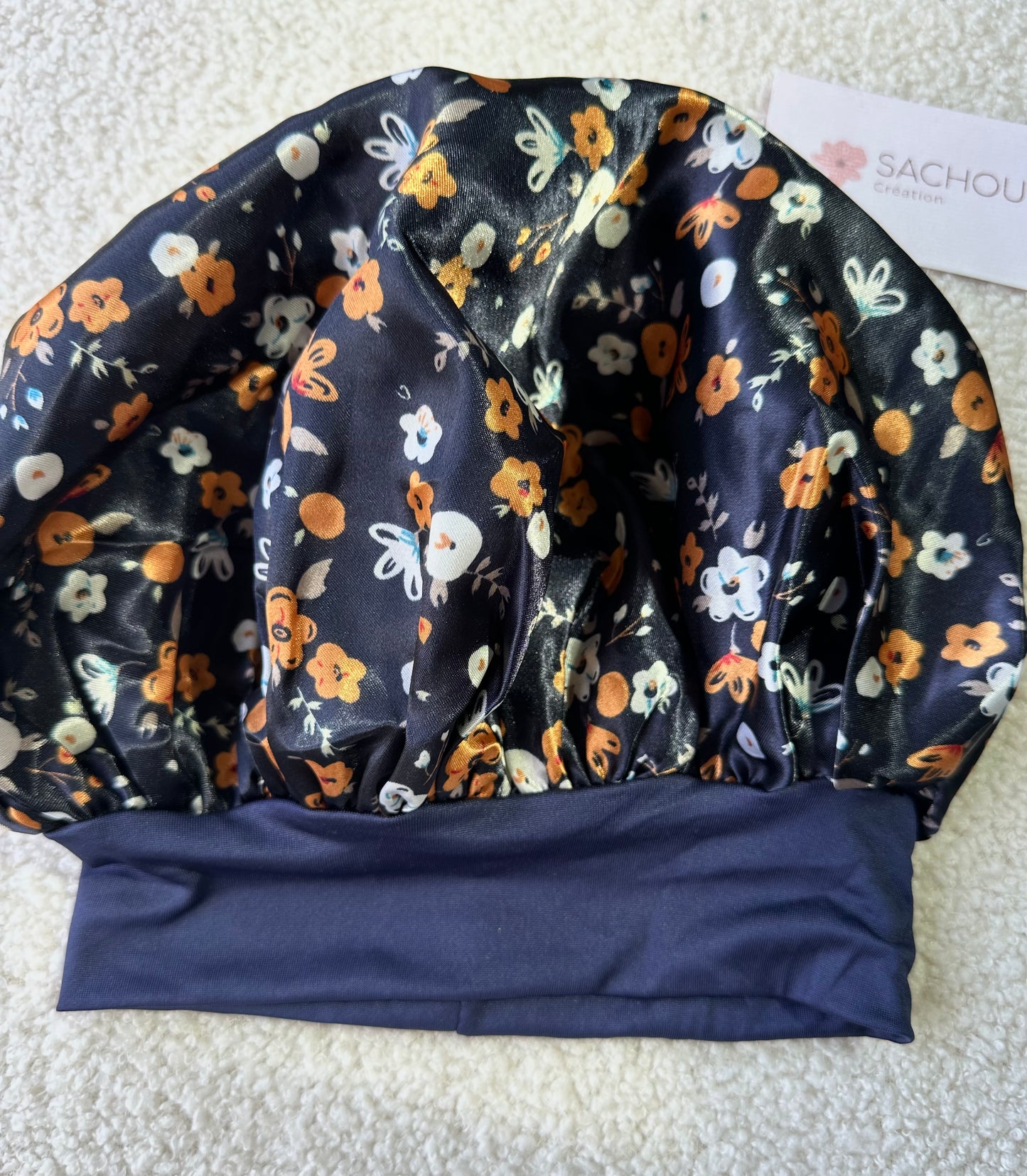 Bonnet avec bandeau en satin/ bonnet en satin imprimé