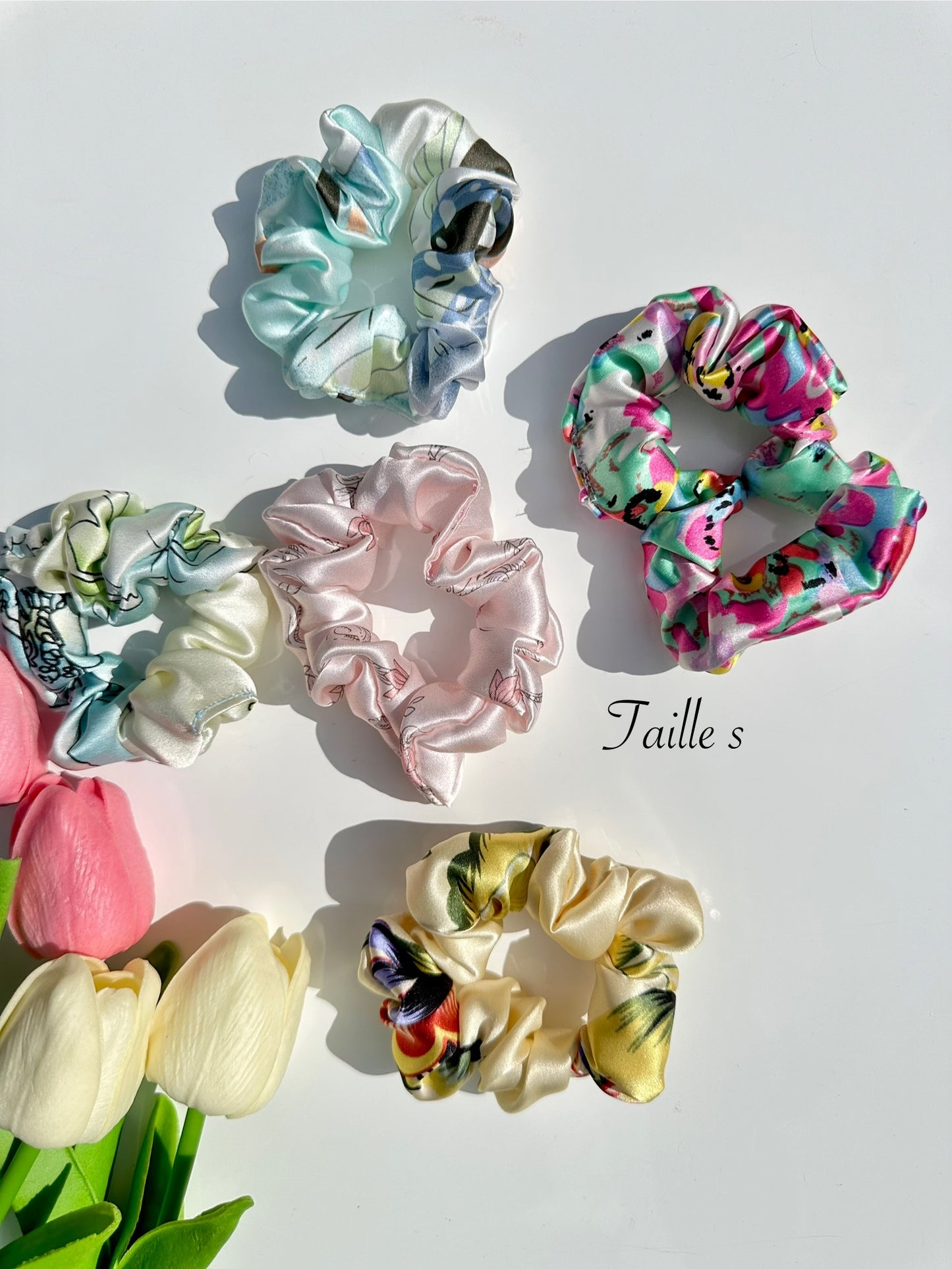 Chouchou en soie 19 Momme imprimé florale 🌸