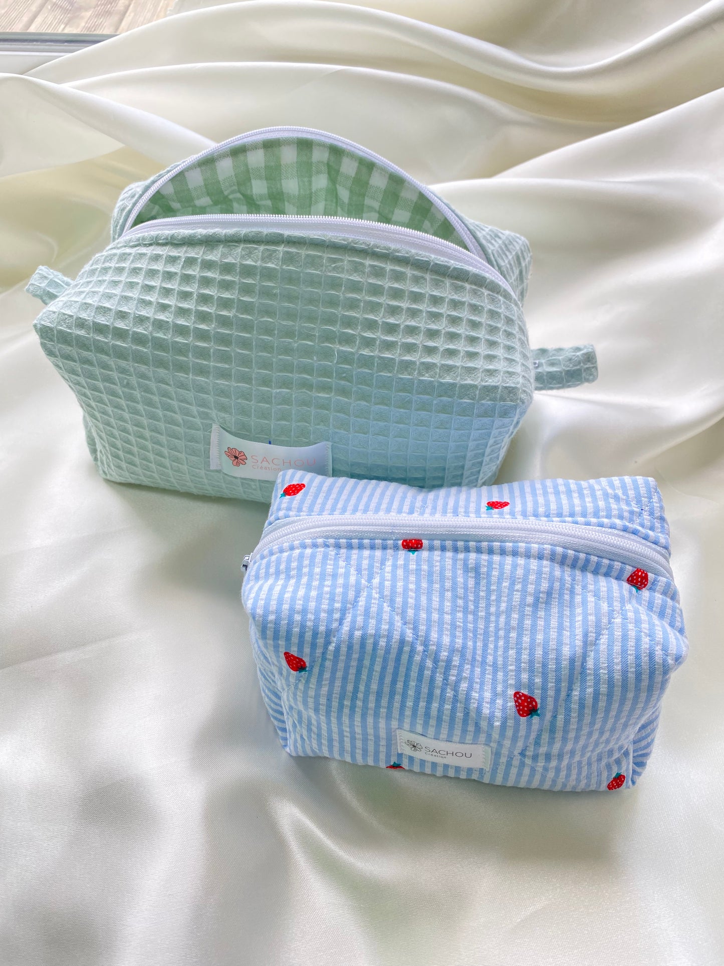 Trousse de toilette coton bleu imprimé fraises 🍓