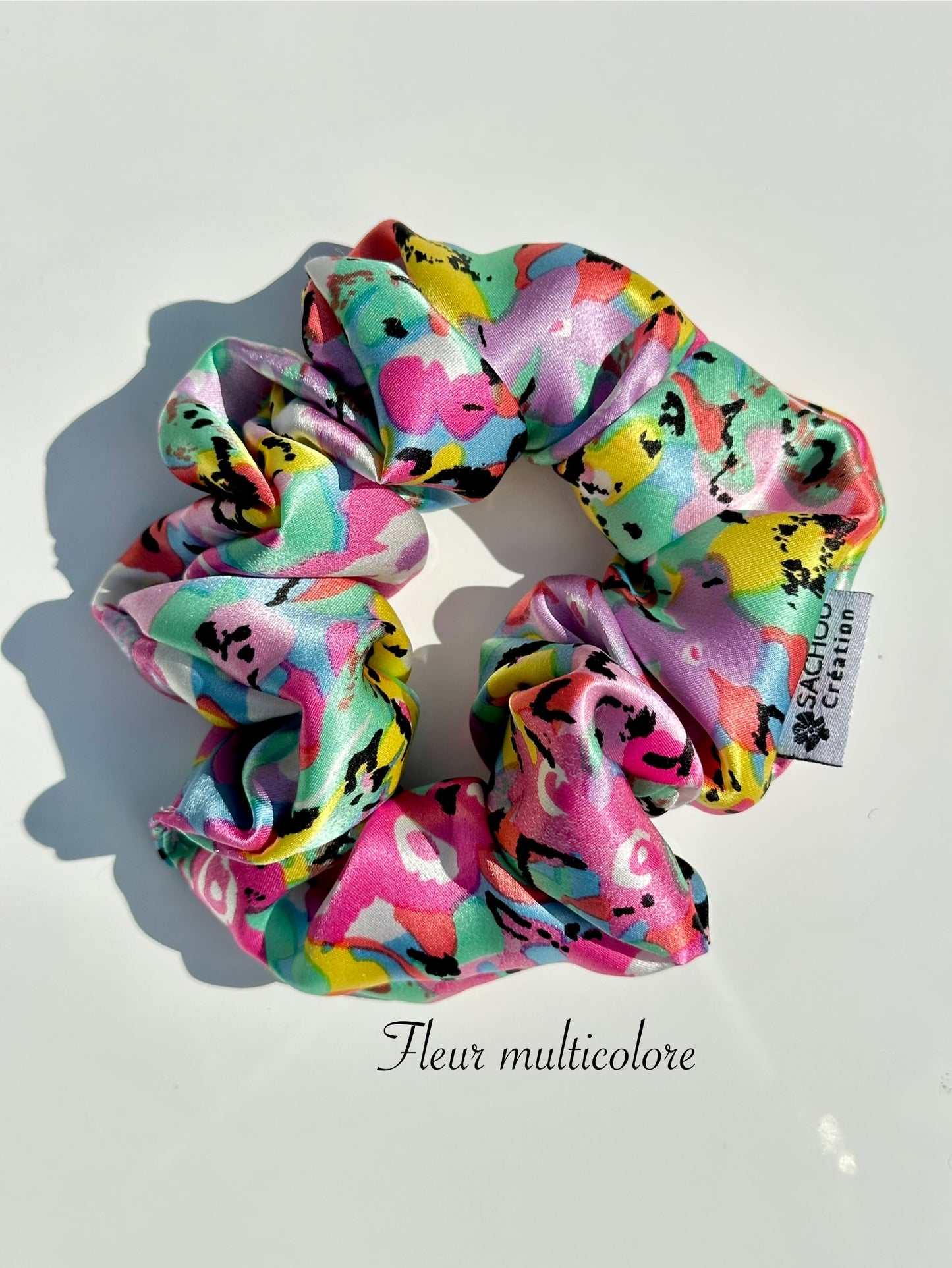 Chouchou en soie 19 Momme imprimé florale 🌸