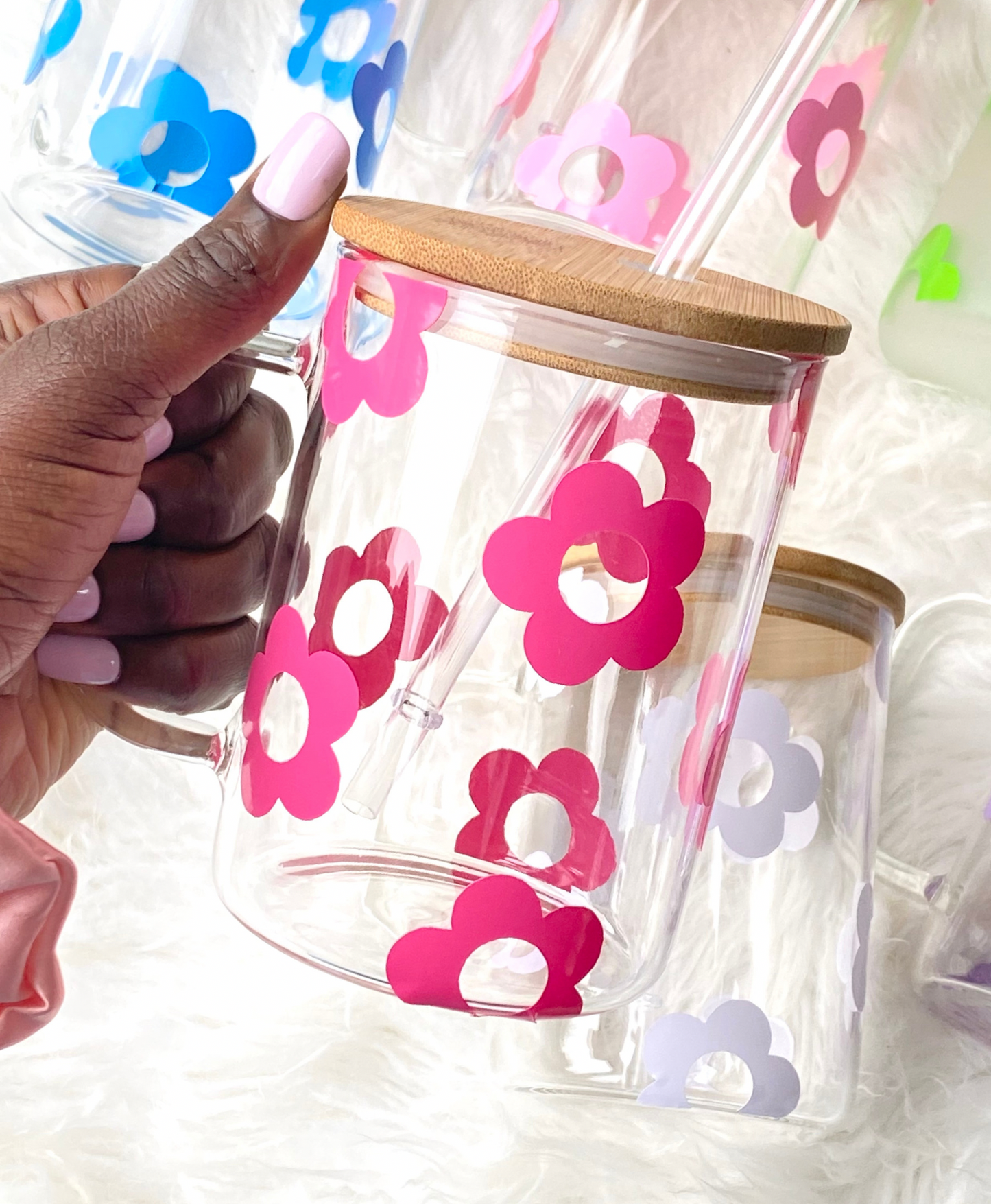 Mug en verre métro flower