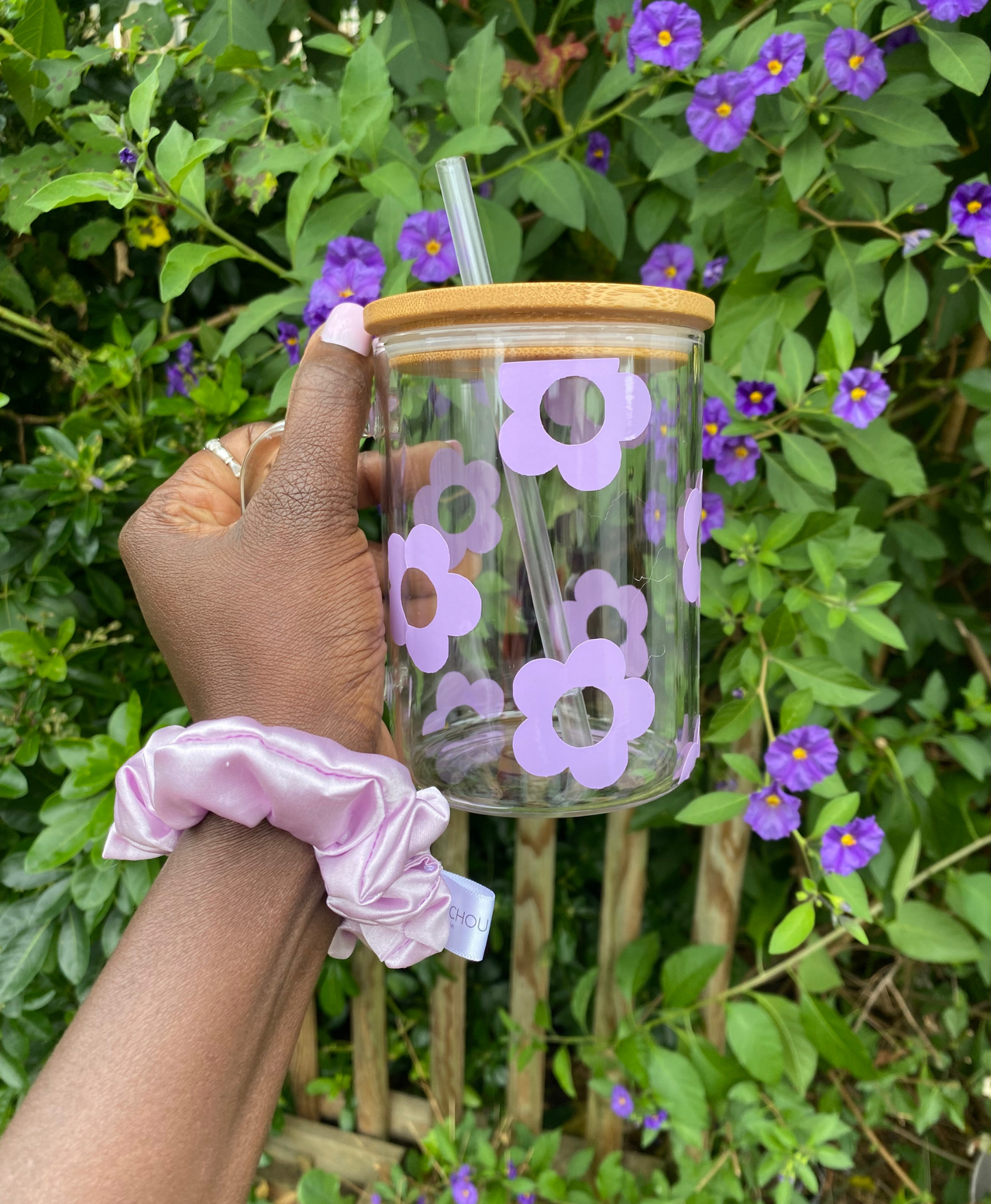 Mug en verre métro flower