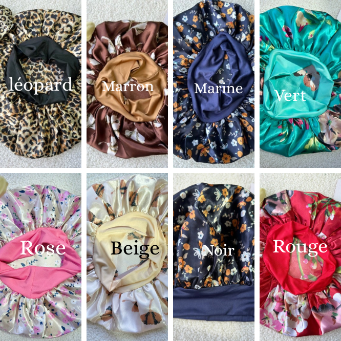 Bonnet avec bandeau en satin/ bonnet en satin imprimé