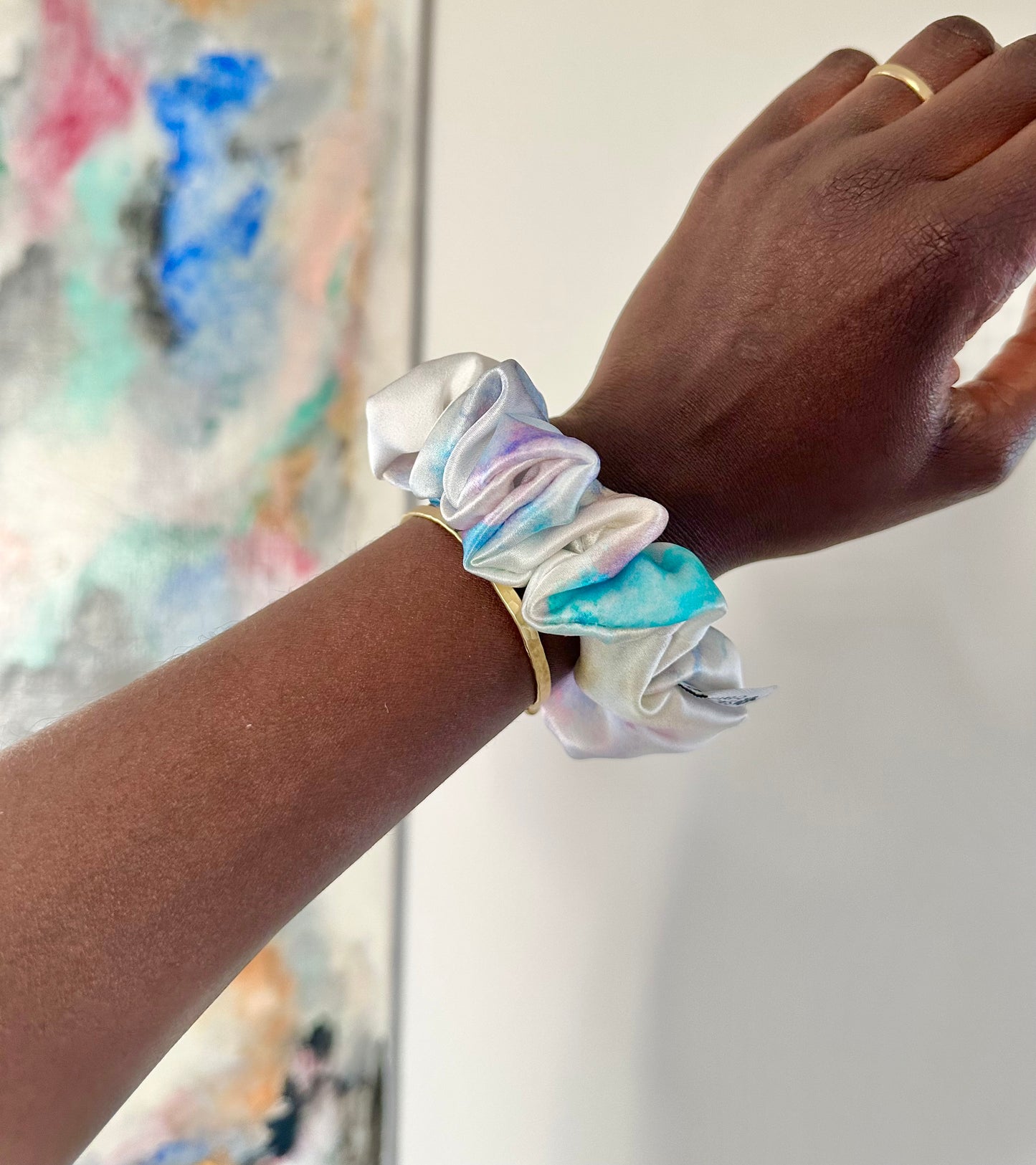 Chouchou en soie de mûrier imprimé floral 🌸