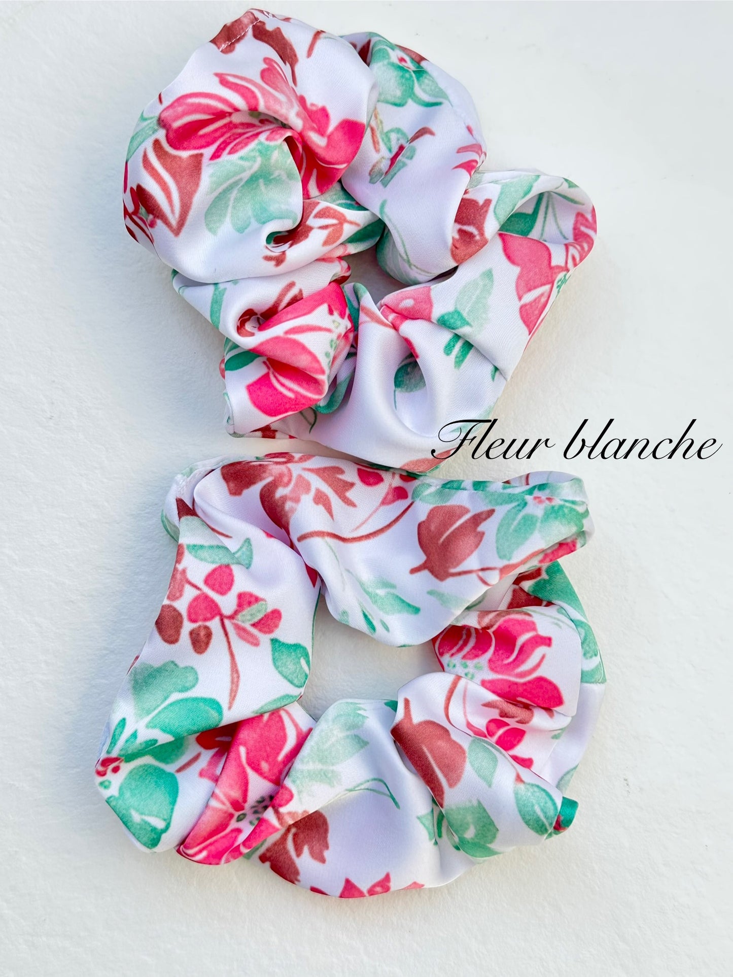 Chouchou en satin imprimé fleur