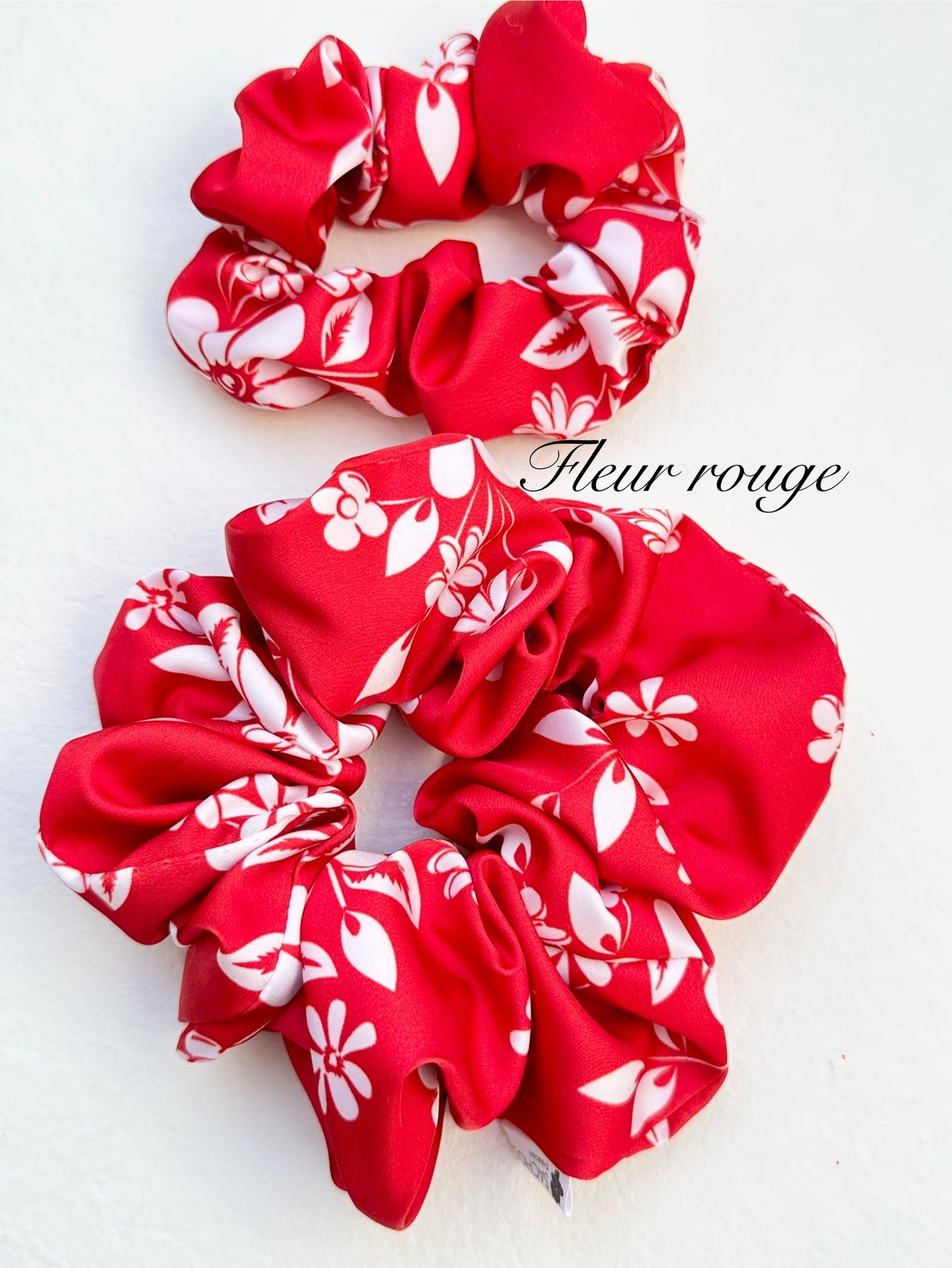 Chouchou en satin imprimé fleur