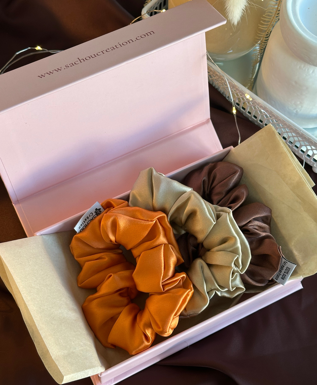 Coffret cadeau 100% soie de mûrier 19 mommes