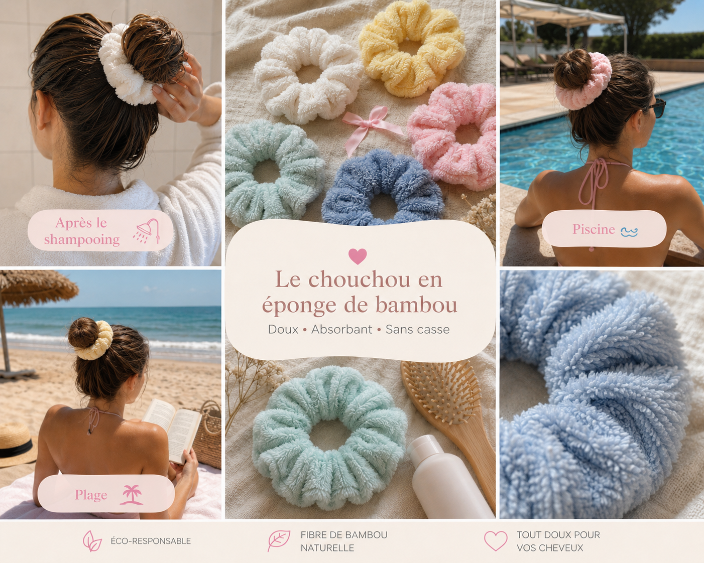 Chouchou en éponge de bambou